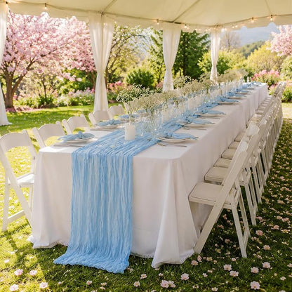 10 Pack Light Blue Table Runner 10FT Gauze Cheesecloth Table Runner | 21x120 - Image 2