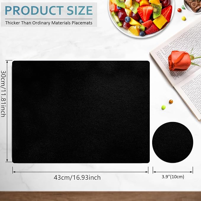 Placemats and Coasters Set of 6, Waterproof、Oil-Proof Wipeable、Anti Slip PVC - Image 4