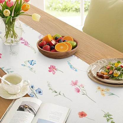 Bonhause Spring Floral Leaves Table Runner 13x90 Inch Colorful Wildflowers - Image 5