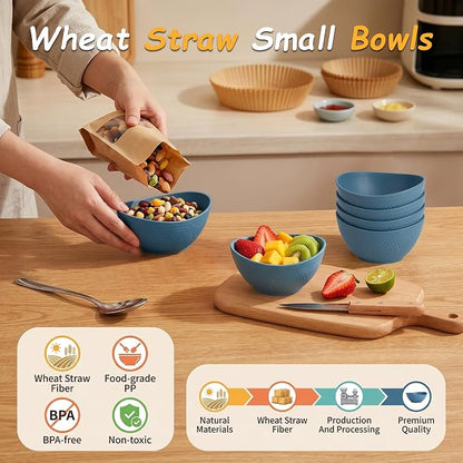 Snack Bowls Set of 6, Unbreakable Wheat Straw Bowls10oz, Small Prep Bowls - Image 3
