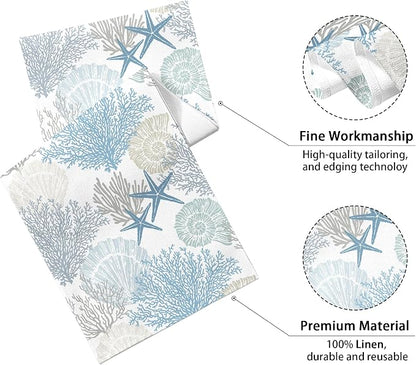 Coastal Table Runner 13x90 Inch Blue Summer Beach Nautical Table Runners Modern - Image 2