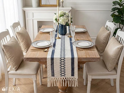 Fall Blue Table Runner for Coffe Table Home Boho Decor 12x72 Inch | 72 Inches - Image 7