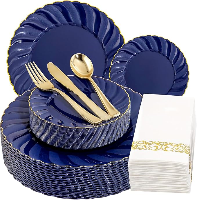 YOUBET 150PCS Blue Plastic Plates by YOUBET