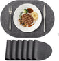 Placemats Set of 6, 11.8 x 17 Inch, Dark Grey | Heat Resistant Oval Faux by homing