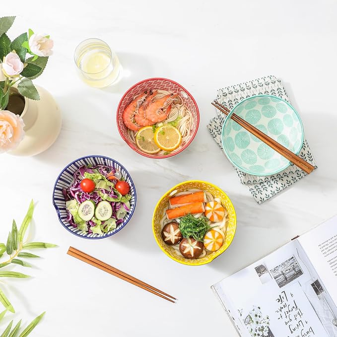Selamica Ceramic Ramen Bowls Set, 15 OZ Noodle Bowls - Image 4