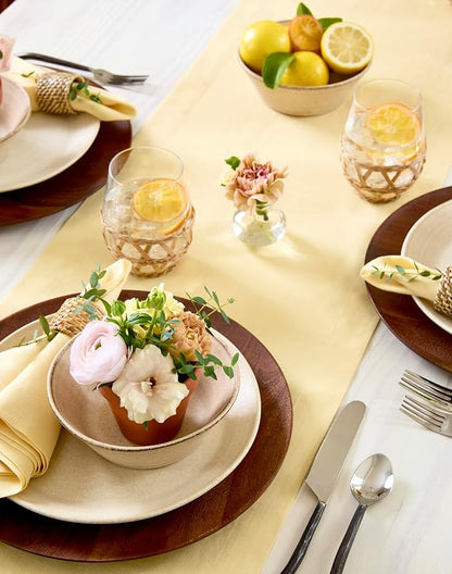 Solino Home 100% Pure Linen Table Runner Golden Straw, Fete 14 x 156 in | Table - Image 4