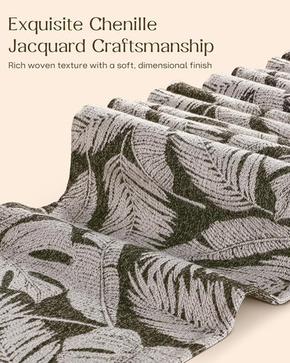13"x 72" Jacquard Woven Chenille Table Runner, Feather | Exquisite Jacquard - Image 3