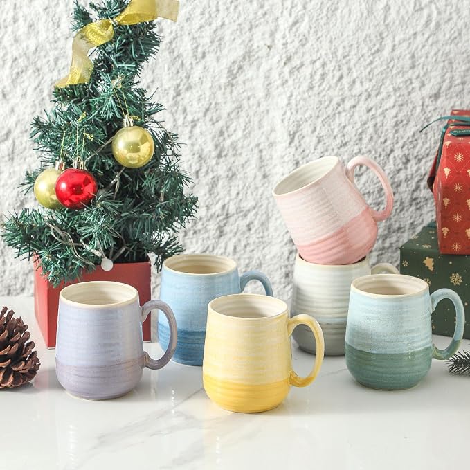 HASENSE Porcelain Coffee Mugs Set of 6, 15oz Large Ceramic Cups - Image 3
