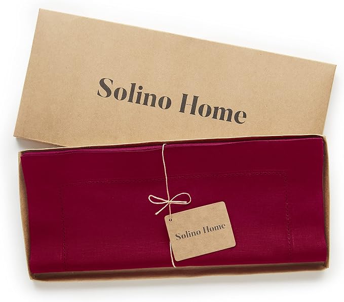 Solino Home Cotton Linen Table Runner Red, Hemstitch Collection 14 x 48 in | - Image 5