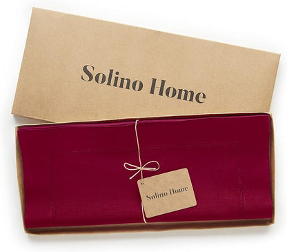 Solino Home Cotton Linen Table Runner Red, Hemstitch Collection 14 x 48 in | - Image 5