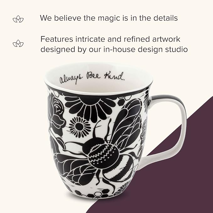 Karma Gifts 14 oz Black and White Boho Mug Bee - Image 4
