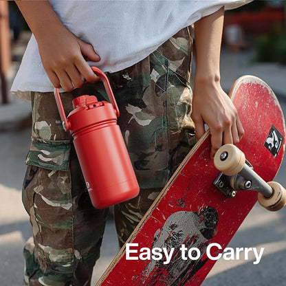 Kids Insulated Water Bottle - 12oz Stainless Steel Water Bottle with Dual Spouts - Image 2