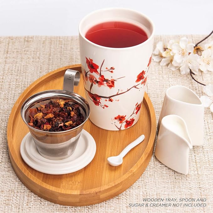 Tea Forte Double-Walled Ceramic Kati Cup, Removable Stainless Steel Infuser - Image 6