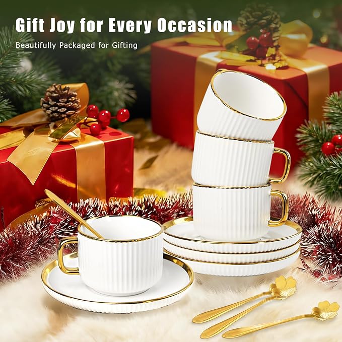 Cappuccino Cups Set of 4, 7oz Espresso Cups Set - Image 7