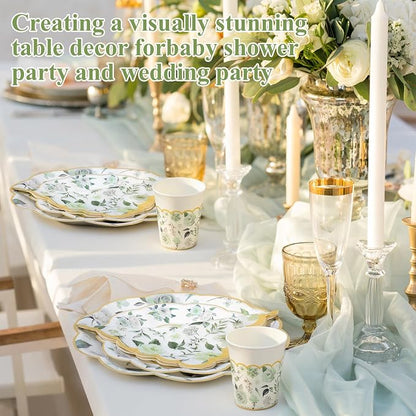 Funnymoom 250 Pcs Floral Party Decorations Flower Paper Plates Napkins and Cups - Image 5