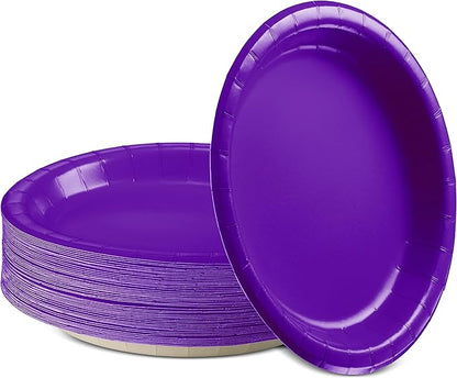 Disposable Paper Plates Purple, 7 Inch Paper Dessert Plates, Strong and Sturdy Disposable Plate for Party, Dinner, Holiday, Picnic, or Travel Party Plate, Pack of 50