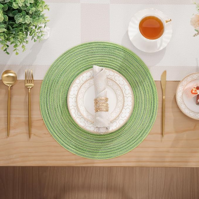 SHACOS Round Placemats Set of 8 Washable 15 inch Round Table Mats Braided Non - Image 6