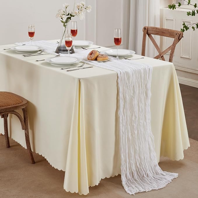 AGIRL White Cheesecloth Table Runner 10FT Fall Boho Wedding Home Decor | - Image 8