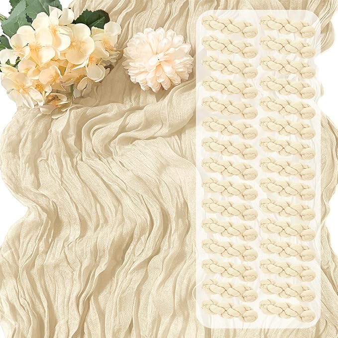 30 Pack Ivory Cheesecloth Table Runner 17 x 108 inch Cheese Cloth Table Runners by Yorcari