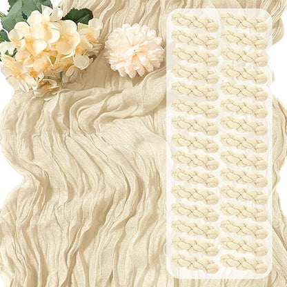 30 Pack Ivory Cheesecloth Table Runner 17 x 108 inch Cheese Cloth Table Runners by Yorcari