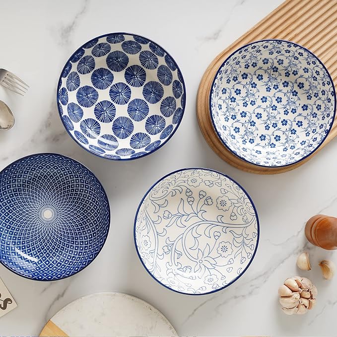 Selamica Ceramic 30 Ounce Pasta Bowls set of 4, 8 inch Serving Bowl Wide and - Image 6
