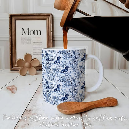Chinoiserie Dachshund Mug, Grandmillennial Sausage Weiner Dog Coffee Tea Mug - Image 3