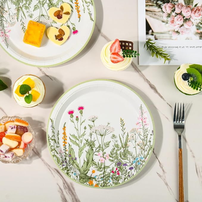 AimFun 24 Pcs Wildflower Diposable Paper Plates 9 Inch Floral Party Plate | - Image 3