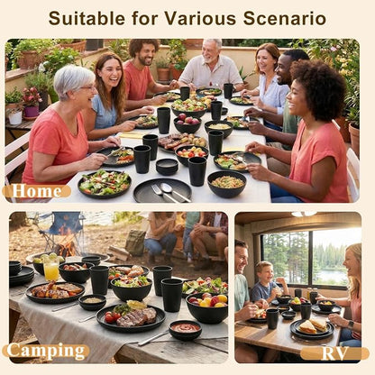 Plates and Bowls Sets for 8, Wheat Straw Dinnerware Sets 40 Piece, Unbreakable - Image 7
