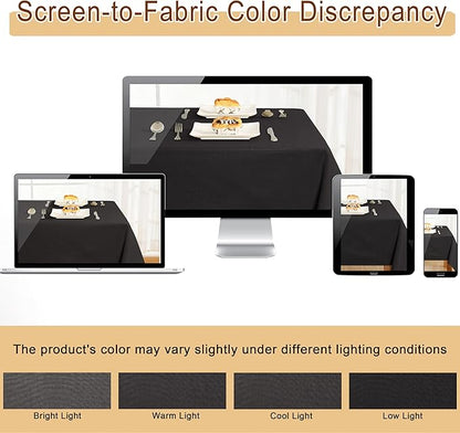 JIUZHEN Rectangle Tablecloth Linen Textured Wrinkle Stain Resistant Farmhouse Table Cloth Decorative Fabric for Kitchen, Dining, Party, Wedding,Outdoor Use,54 x 80 Inch,Black