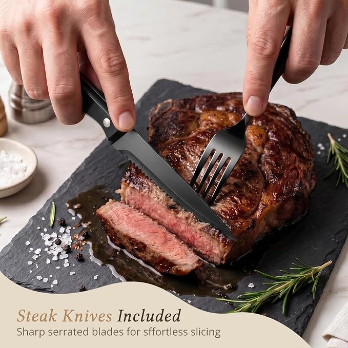 Hiware 48-Piece Black Silverware Set - Image 6