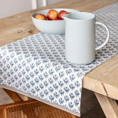 Over&Back 18x90 Hand-Blocked Printed Cotton Table Runner - Image 9