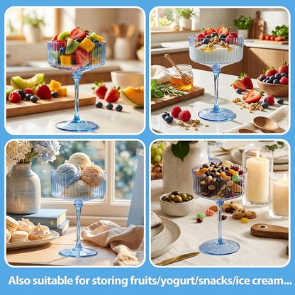 LIYH 20pcs Plastic Martini Glasses 10 Oz Blue Disposable Cocktail Coupe - Image 8