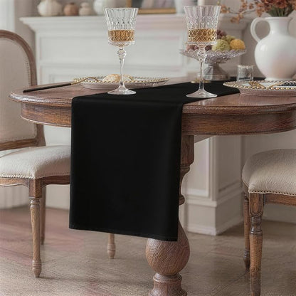 Black Table Runner, Waterproof Washable Runners 48 Inches Long | Reusable 12x48 - Image 2