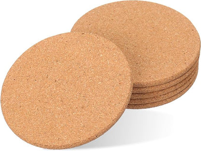 Boao 6 Pcs 4 Inch Round Absorbent Cork Coasters Wooden Cork Plant Coasters - Image 2