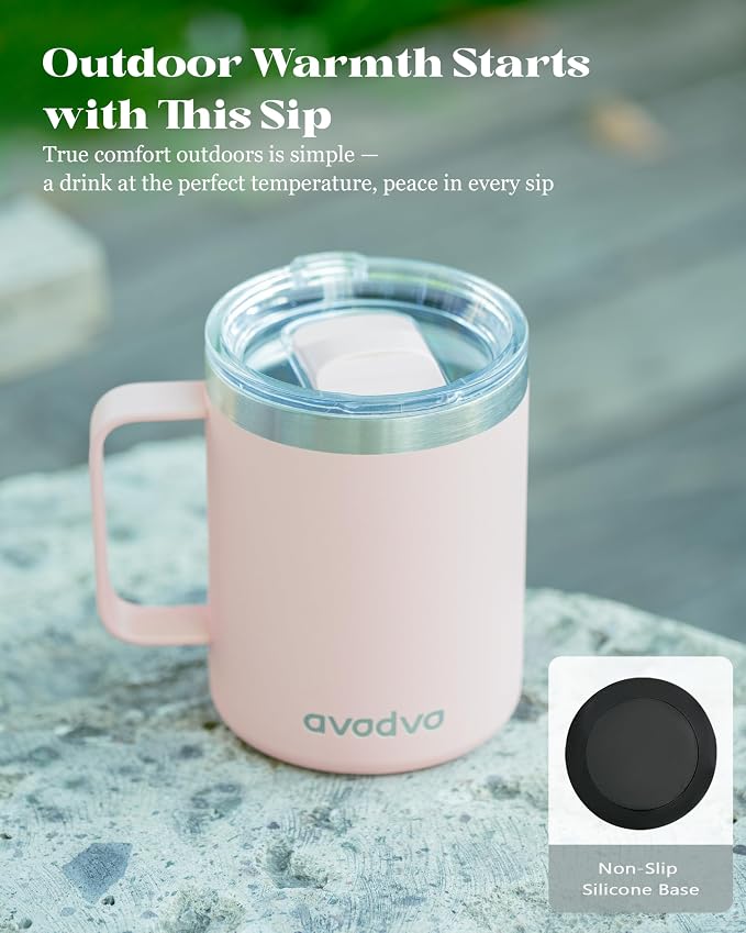 12oz Insulated Coffee Mug with Lid – Includes Two Lids, Stainless Steel Coffee - Image 6