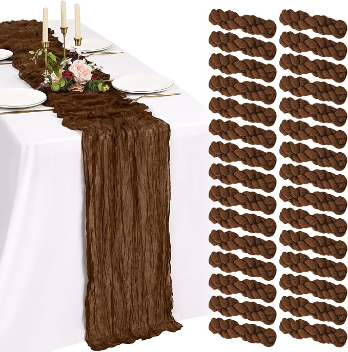 30 Pack Cheesecloth Table Runner 10FT Brown Table Runner Boho Gauze Cheese by Showgeous