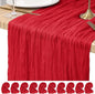 Pesonlook Cheesecloth Table Runner Red, 10 Pack 17.7x108 inch, Long | Rustic by Pesonlook