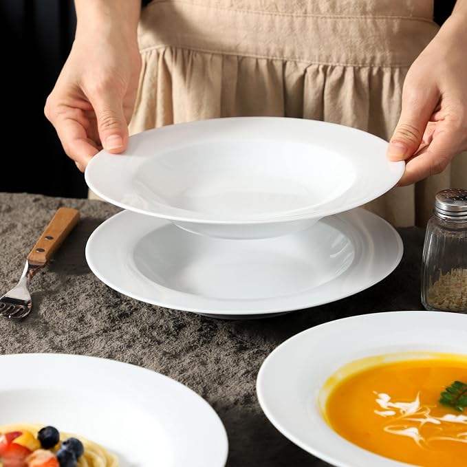 Ceramic Soup Bowls Shallow Plates, Halloween 4 Pack White Dinner Bowls Plates - Image 3