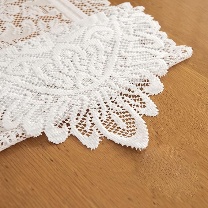 Tinsow 2 Pack Cotton Crochet Lace Rectangular Table Runner Dresser Scarf Doilies - Image 2