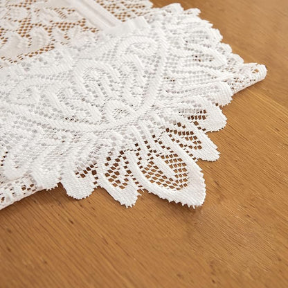 Tinsow 2 Pack Cotton Crochet Lace Rectangular Table Runner Dresser Scarf Doilies - Image 2