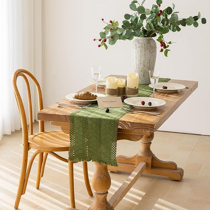 Keketoarrange Boho Macrame Table Runner 12x72 Inch | Woven Burlap Rustic Runner - Image 2