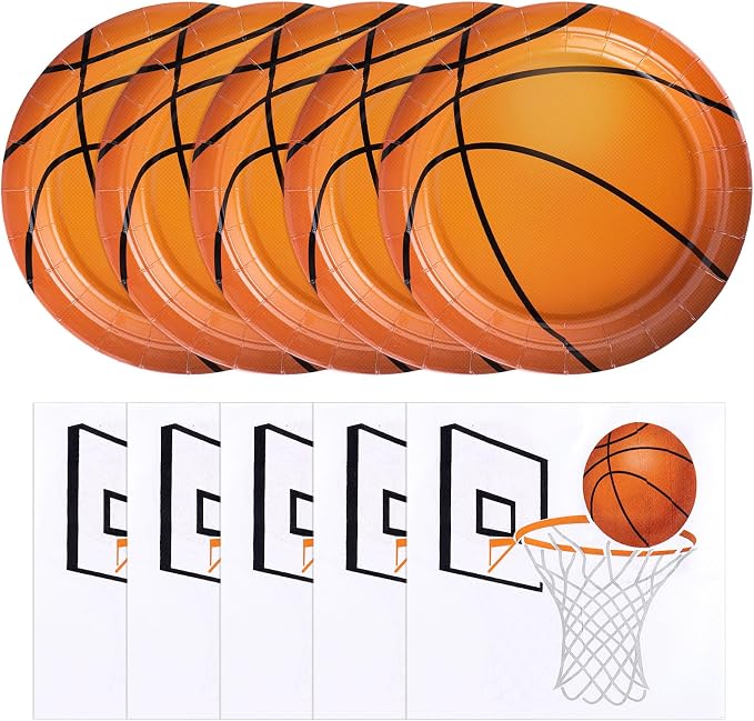 50 Pcs Basketball Plates and Napkins, Basketball Birthday Party Decorations | by NatNarr