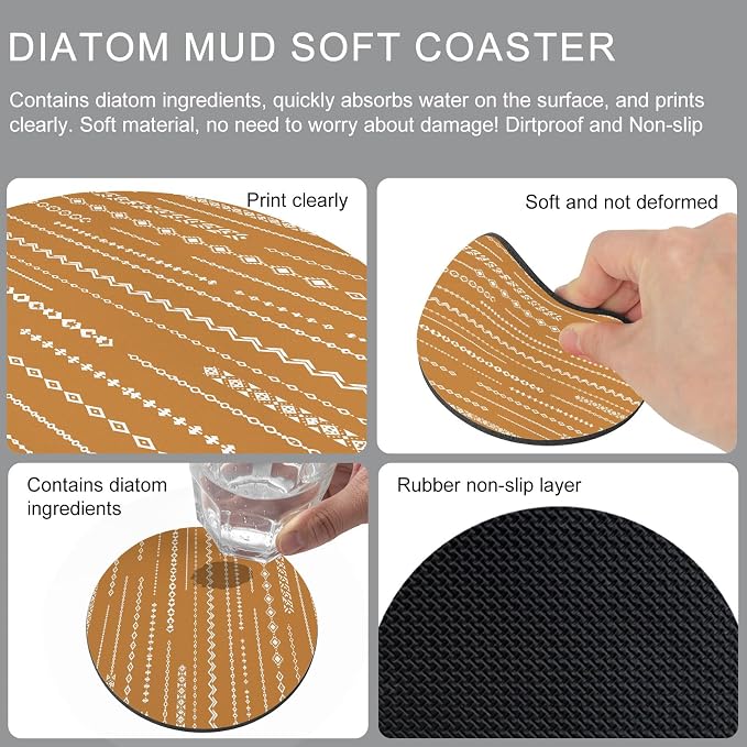 Vintage Simple Coasters Set of 4 Absorbent Coasters - Image 5