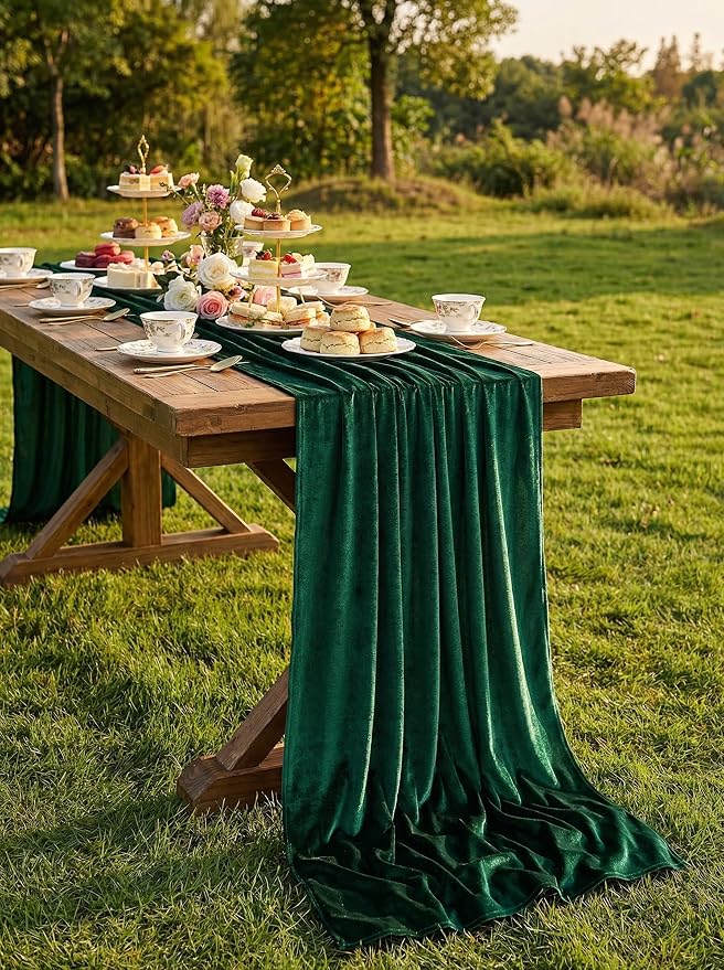 Velvet Table Runner Emerald Green 29x120 Inch Soft Fall Christmas Runners | 5 by SoarDream