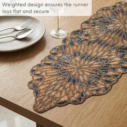 Beaded Table Runner, Handcrafted Glass & Polyester | Glass beads, polyester & - Image 5