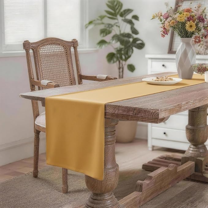 MEANMOY Gold Table Runner 36 Inches Long Waterproof Washable Table Runners | - Image 2
