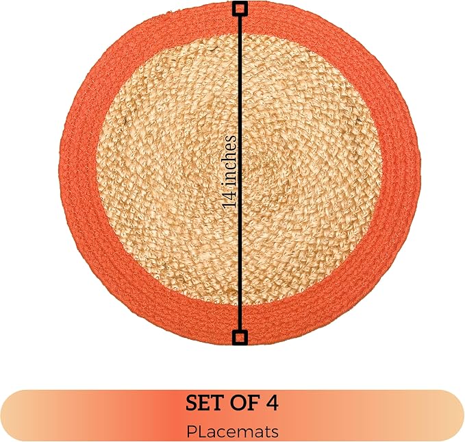 Round Verona Woven Jute & Cotton Placemat, 14 Inch, Natural Jute - Image 4
