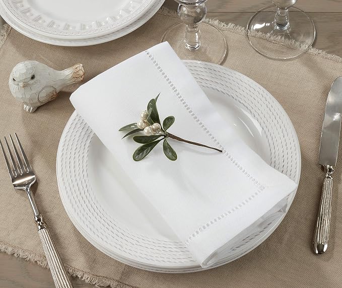 SARO LIFESTYLE Hemstitched Border Dinner Napkin - Image 3