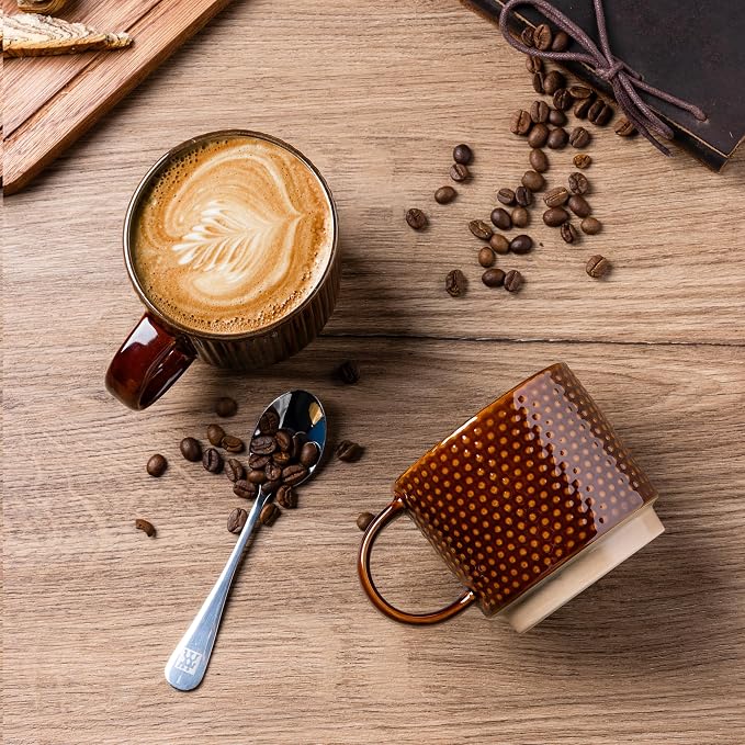 GBhome 12 OZ Stackable Coffee Mugs Set of 4, Ceramic Coffee Cups Set | 4 - Image 3