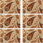 Placemats, Indian Vintage Paisley Pattern Brown Placemats 12x18 Inch Waterproof Non-Slip Washable Table Mats for Kitchen Dining Party Table Decor,Set of 6